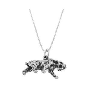   Sterling Silver Three Dimensional Saber Tooth Tiger Necklace Jewelry