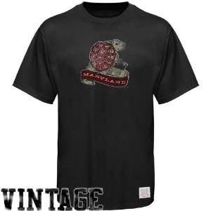   Maryland Terrapins Black Distressed Premium Vintage T Shirt Sports