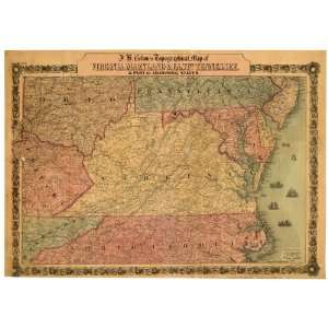 Coltons topographical map of Virginia, Maryland & eastn. Tennessee 