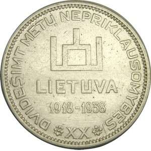 elf Lithuania 10 Litu 1938 Independence 20th  