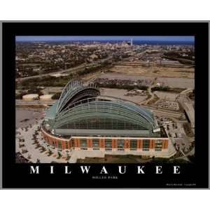  Milwaukee Brewers   Miller Park Aerial   Lg   Wood Mounted 