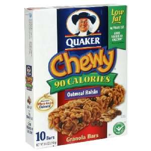 Quaker Chewy 90 Calorie Granola Bars Oatmeal Raisin, 10 Count Box 