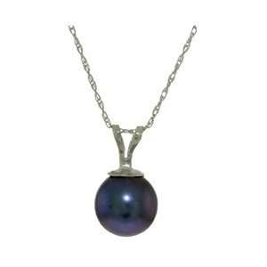  Sterling Silver Black Pearl Pendant Necklace Jewelry