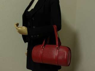 Louis Vuitton Authentic Epi Leather Soufflot Red Hand Bag Purse Auth 