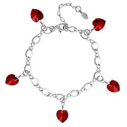 Garnet Bracelet with Crystal Hearts