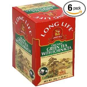 Long Life Organic Green Tea With Echinacea, Tea Bags, 20 Count Boxes 