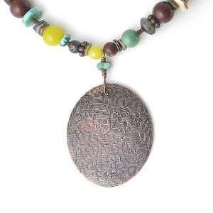  Everyday Earthy Multi Stone Strand Necklace with Hammered 