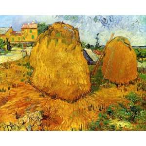  Oil Painting Haystacks in Provence Vincent van Gogh Hand 