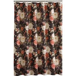   Cream Flower Floral Country Rose Fabric Shower Curtain