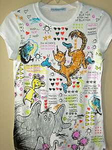 Dr. Seuss White Seuss Caricatures with Fox in Socks T shirt  