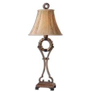   39.3 Inch Achatius Buffet Lamp In Maple Wash w/ Crackled Metal Detail