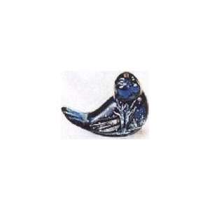   Fenton Art Glass   Silver Firch Songbird in Indigo Blue Home