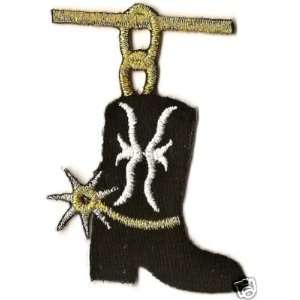 Western Cowboy Boot  Iron On Embroidered Applique Patch