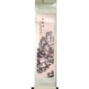  Hand Paint Mountain Scroll Picture