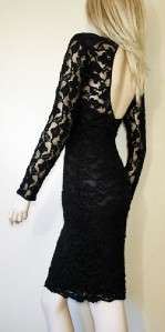 Eletra Casadei Vintage Coture Black Stretch Lace Dress Medium 
