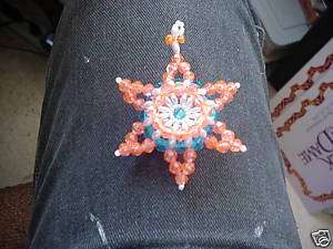 Handmade Beaded Star ornament or Sun catcher Beautiful  