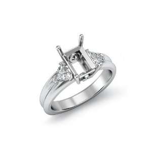  0.6Ct Trillion Diamond Engagement Ring Emerald Setting, F 