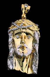 New 14K Gold Over Sterling Silver Jesus Face Pendant  