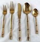   Bronzeware Thailand 1960s Bamboo 5pc Place Setting Fork Spoon Knife
