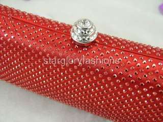 Exquisite Full Rhinestones Red Wedding Clutch Solid  