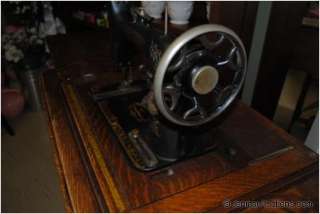 Antique New Home Light Running Sewing Machine & Cabinet  