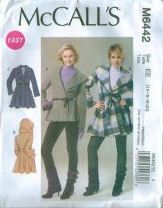 New McCalls Misses Plus Size Coats Jackets or Capes Sewing Pattern 