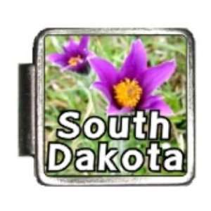 South Dakota State Flower Pasque Flower Photo Italian Charm Bracelet 