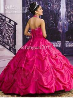   fuchsia Halter Applique Prom ball gown wedding dress Quinceanera Dress