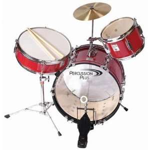    Percussion Plus 3 piece Junior Drum Set   Red Musical Instruments