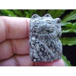   Gemqz Snowflake Obsidian Carved Lucky CAT Left PAW 