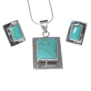   Sterling Silver & Turquoise Necklace and Earrings Set 