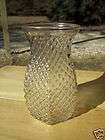 Vintage Hoosier Glass Diamond Design Clear Glass Short Vase