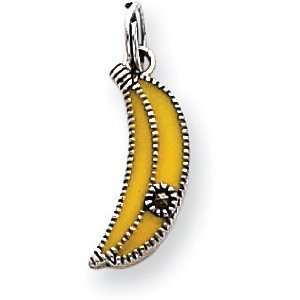  Marcasite Enameled Banana Charm, Sterling Silver Jewelry