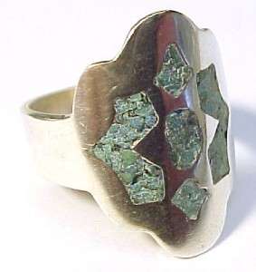 Turquoise Inlaid Sterling Silver Ring by ASC ~ Size 9.75  