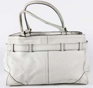 Coach White Leather Hampton Medium Shoulder Handbag #8A71  