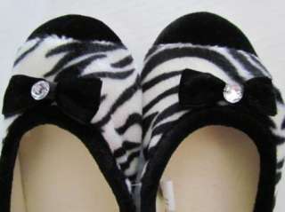 RAMPAGE New Black White Zebra Print Ballet Slippers Womens S (5 6 