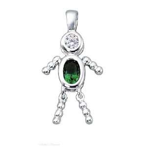  Sterling Silver May Birthstone Babies Boy Child Pendant Jewelry