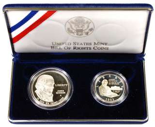 1993 Bill of Rights commemorative 2 Coin Proof Set, by US Mint In Box 