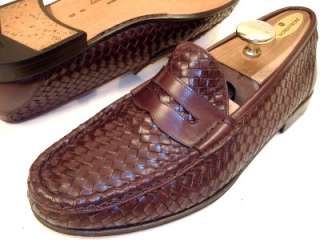 Salvatore Ferragamo Mens Brown Dress Shoes Woven Loafers 8.5 D  