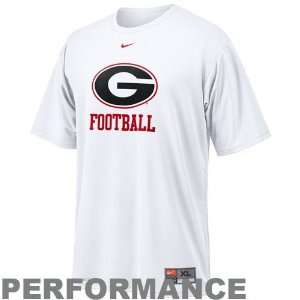 Nike Georgia Bulldogs White Football Graphic Dri FIT Performance T 