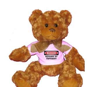  Warning Beware of Tiffany Plush Teddy Bear with WHITE T 