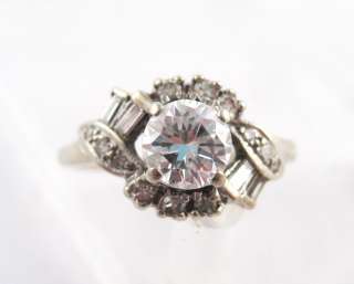Vintage 1930s Art Deco 14k White Gold 1 Ct TW Diamond Ladies Ring 