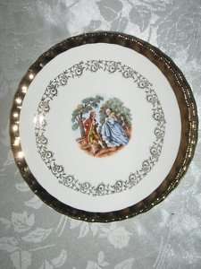 Atlas Fine China 22 Kt Gold Colonial 6 Sm & 1 Lg Plate  