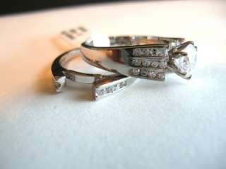 Unique Setting Rhodium CZs Womens Wedding Rings Sz 6  