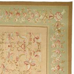 Hand knotted French Aubusson Beige Wool Rug (8 x 10)  