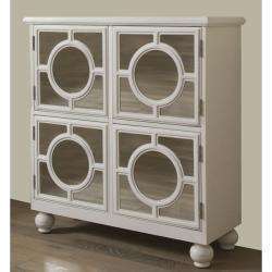 Hand painted White Mirrored Door Accent Chest  