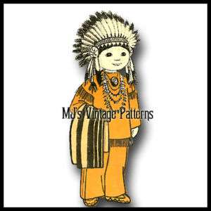 Vintage American Indian Doll Pattern  
