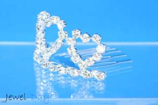 Lovely 3 Heart Crystal Flower Girl Wedding Tiara Crown  