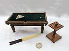  miniature hand carved billiard table with cue rack for doll house