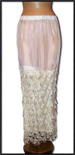   VTG 70s 20s BIANCHI Art Deco Flapper Gown Lace Crochet Wedding Dress